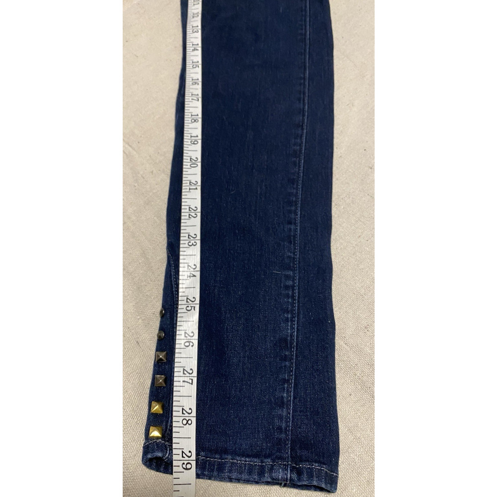 7 for all Mankind Skinny Jeggings Size 27 Dark Denim Jeans Studded Jeweled Legs - Picture 12 of 14